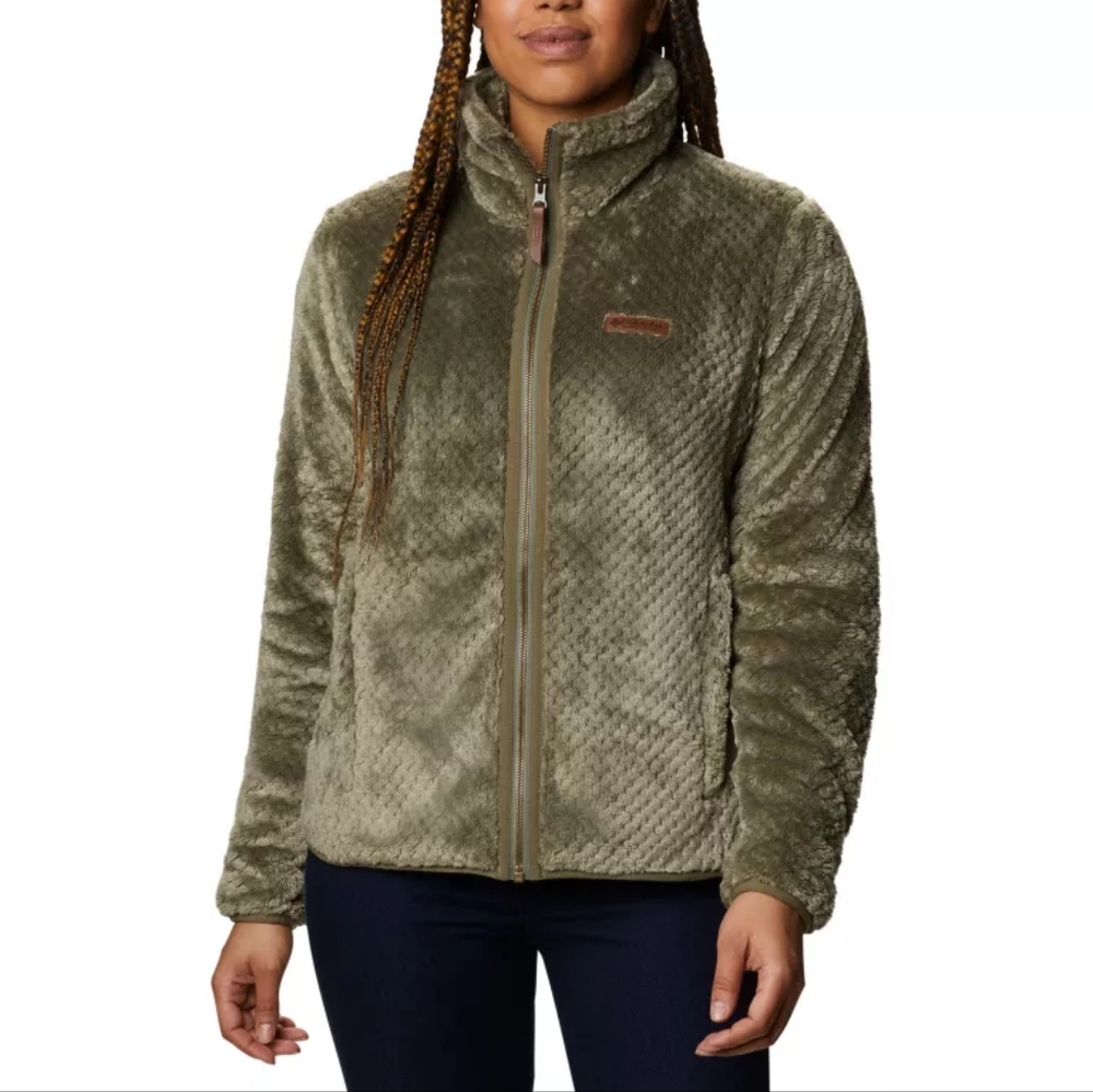 Columbia Fire Side Women's Sherpa Zip Fleece XL Stone Green